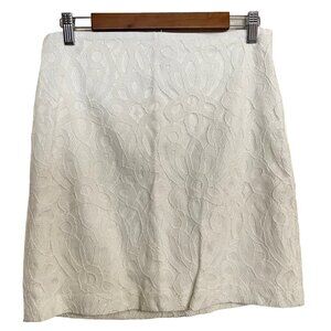 Ann Taylor LOFT Womens White NWT Floral Lace Side Zip Pencil Mini Skirt Size 4